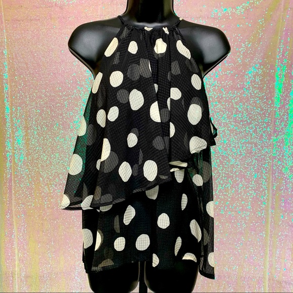 Who What Wear Tops - Polka Dot Ruffle Halter Top